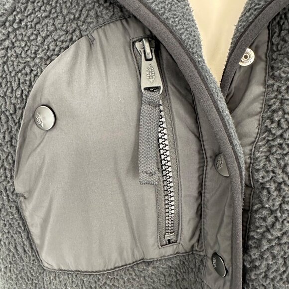 Fp Movement Womens Black Hit The Slopes Cropped Snap Sherpa Fleece Jacket M - Picture 5 of 12